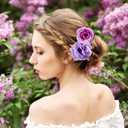 BBTO 21 Pcs Flower Hair Clip Rose Hair Clips Barrettes for Women Flower Accessories Boho Bride Claw Clip Hairpin Brooch Pin Headpiece for Wedding (Purple Series)
