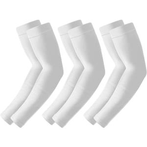 Arm Sleeves for Men Women Upf 50 Compression Arm Sleeve for UV Blocking Protection (White, M)