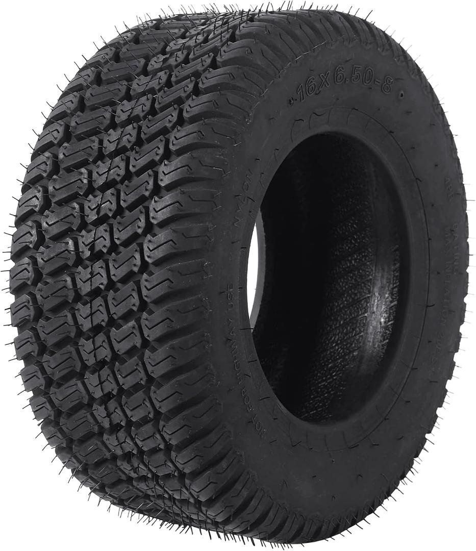 AR-PRO 16x6.50-8 Tire, 4PR Durable Tubeless Tire for Lawn Mower Tractor with Deep Turf Treads, Rim Not Included (1-Pack)