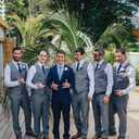 HUUTOE Mens Vest and Pants Suit 2 Piece Slim Fit Suits for Wedding Grooms Dress Waistcoat+Pants Casual Prom Tuxedo Set (One Size, Beige)