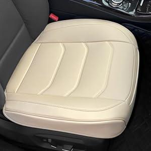 BOPUOVRE Car Seat Cover for Luxury & Comfort - PU Leather, Anti-Slip, Full Wrap Protection with Storage Pocket for Bottom Cushion - Universal Fit for 95% of Vehicles (Beige, 1 Piece)