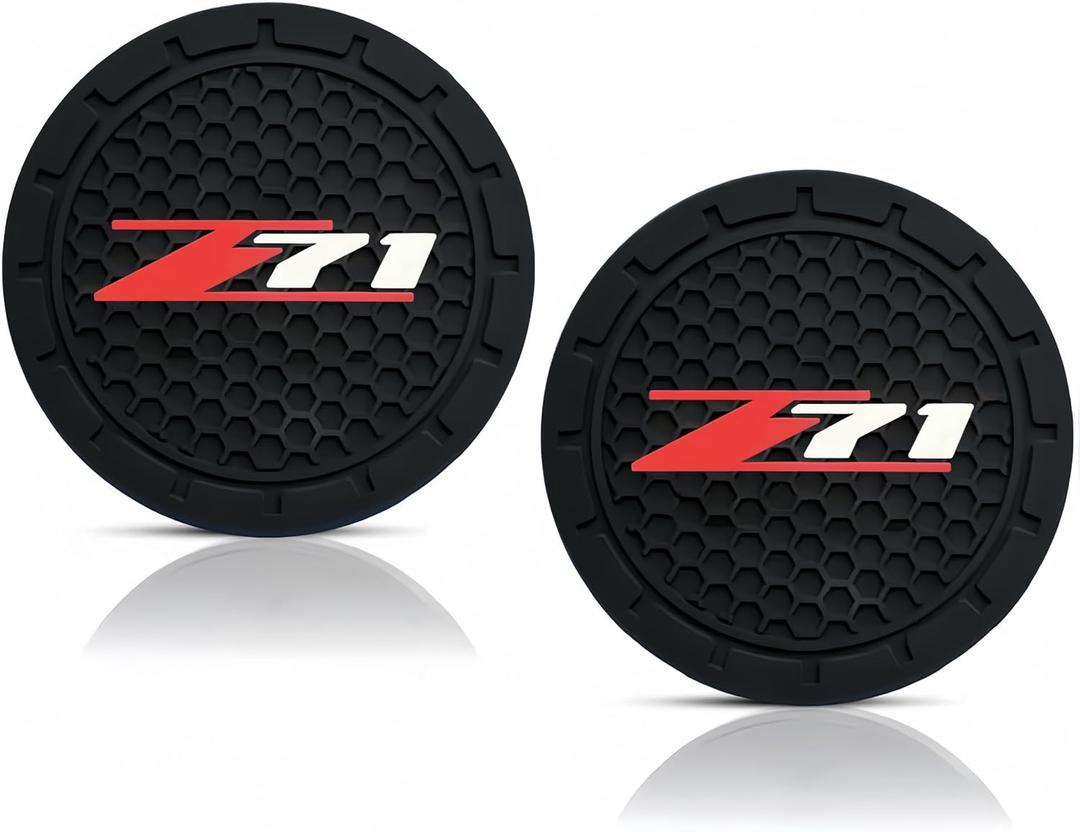 2Pcs for z71 car Cup Holder Coaster 2.75in for Colorado Silverado Interior Accessories (RED)