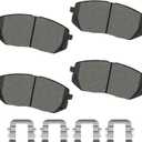 Ceramic Front Brake Pads with Hardware Fit for Hyundai Sonata 2015 2016 2017 2018 2019, Kona Electric 2021 2022 2023 2024, Kia Optima 2016 2017 2018 2019 2020