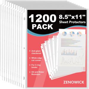 1200 Pack Sheet Protectors 8.5 X 11 Inch Clear Page Protectors For 3 Ring Binder, Plastic Sleeves For Papers, Document
