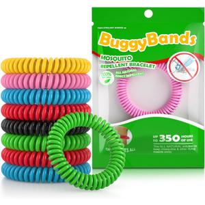 48 Pack Mosquito Repellent Bracelets, Individually Wrapped, DEET Free, Natural and Waterproof Bands