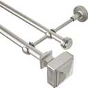 Double Curtain Rod with Square Finials3/4-Inch Diameter,Adjusts Rod Length from 48 to 84 InchNickel