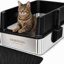 304 Stainless Steel Litter Box, XL Open Top with High Sides