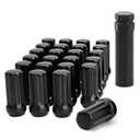 M14x1.5 Black Truck Lug Nuts, 24pcs for 6 Lug Wheels, 2" Tall Acorn Seat with Socket Key, Replacement for Chevy Silverado Tahoe GMC Sierra Ford F150