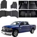 Floor Mats for 2012-2018 Dodge Ram 1500/2500/3500 Crew Cab, 2019-2024 for Dodge Ram 1500 Classic Crew Cab, 1st & 2nd Row TPE All Weather Floor Liners for Dodge Accessories