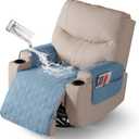 VANSOFY Recliner Chair Covers 100% Waterproof Seat Cover with Arm Reclining Cover Non-Slip Recliner Chair Covers Furniture Protector Washable Slipcover with Pocket for Pets, Dogs(Azuree, 22")