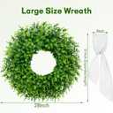 28'' Large Boxwood Wreaths Front Door Artificial Green Spring Wreath with Sash Wreaths for Front Door Farmhouse Greenery Year Round Outdoor Indoor for Summer Wreath St Patricks Day Decoration