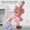 Umatoll Colorful Lighting Baby Balance Bike Toys for 1 Year Old Girl Gifts, Adjustable Seat, First Birthday Gifts, 12-24 Months Toddler Bike, Pink