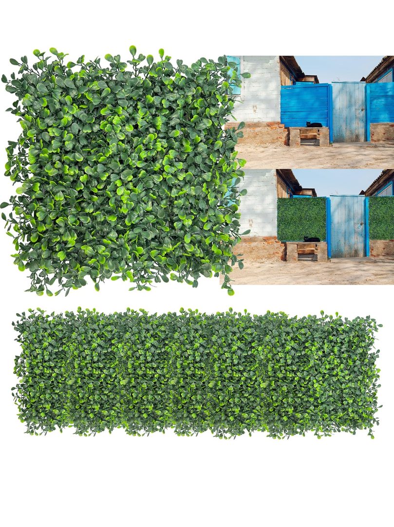 Artificial Grass Wall Backdrop,10"x 10"(16P) Boxwood Faux Green Wall Panels for Interior Wall, Greenery Wall,Garden and Indoor Outdoor Plant Wall Decor