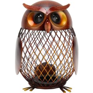 Owl Piggy Bank, Metal Owl Piggy Bank Money Saving Box Animal Money Bank with Bottom Cap Money Bank for Boys, Girls, Kids