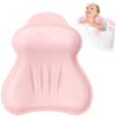 Silicone Bath Pillow, New Material Bath Pillows for Tub Head Neck and Back Support, Bath Tub Pillow with 4D Press Inflatable Airbag and Non-Slip Strong Suction Cups, Quick-Drying, Easy to Store, Pink