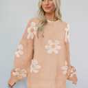 Women's Oversized Fuzzy Sweaters Long Sleeve Crew Neck Knit Soft Pullover Chunky Casual Fall Loose Jumper Top (Pink, XL)