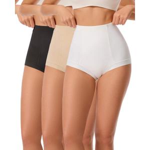 Women's Slip Short Under Dress Soft Breathable Elastic Briefs Silky Smooth Light Tummy Control Panties (M)