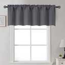 Gwine Charcoal Grey Valance for Windows, Small Blackout Valance Kitchen Curtains for Bathroom Basement, Modern Rod Pocket Thermal Insulated Window Treatment, 60" Wx18 L, 1 Piece