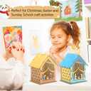 DoubleFill 24 Pcs Christmas Nativity Painting Craft Kits for Kids Nativity House Religious Craft for Kids Make Your Own Jesus House DIY Wooden Christian Christmas Ornaments for Art Sunday School