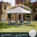 10x10 Pop Up Canopy, 300D Silver Coated White Fabric Outdoor Gazebo, Beach Tent Slant Legs with Storage Bag,Easy Up Sun Shade Shelter Tents with 8x8 Top Cover for Patio,Party