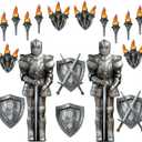 Honoson 20 Pcs Medieval Party Decorations 6 Feet Jointed Suit of Armor Knight Cut Out Castle Decorations Medieval Shield Photo Prop for Castle Renaissance Knight Party Wall Decor Supplies