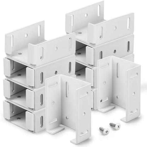 Heavy Duty 2-3/4 inches Rails Brackets Kit, White Alluminum Fence Bracket for Vinyl Fencing Panel to Post Connection, Metal Replacement for 2.75in Frail Plastic Brackets (White - Set 16)