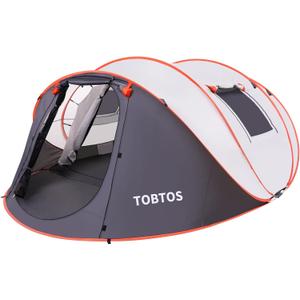 TOBTOS Pop Up Camping Tent 6 Person Double Layer with Vestibule, Automatic Setup Instant Tents for Camping Hiking and Outdoor for 2/3/4/5/6 People