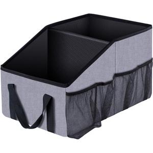 Smof Car Seat Organizer-Car Organizer Front Back Seat for Kids Collapsible Car Backseat Storage with Detachable Divider, Cup Holders & Mesh Pockets, Small Travel Organization for Trunk