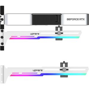 upHere 5V Addressable RGB White Graphics Card GPU Brace Support Video Card Sag Holder,Built-in 5V ARGB Strip,Adjustable Length and Height Support,G276WTARGB