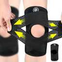 Knee Brace for Women & Men Breathable Compression Knee Support with Side Stabilizers for Knee Pain Adjustable Knee Wrap for Running, Meniscus Tear, ACL, MCL, Arthritis Relief (Black, Large)