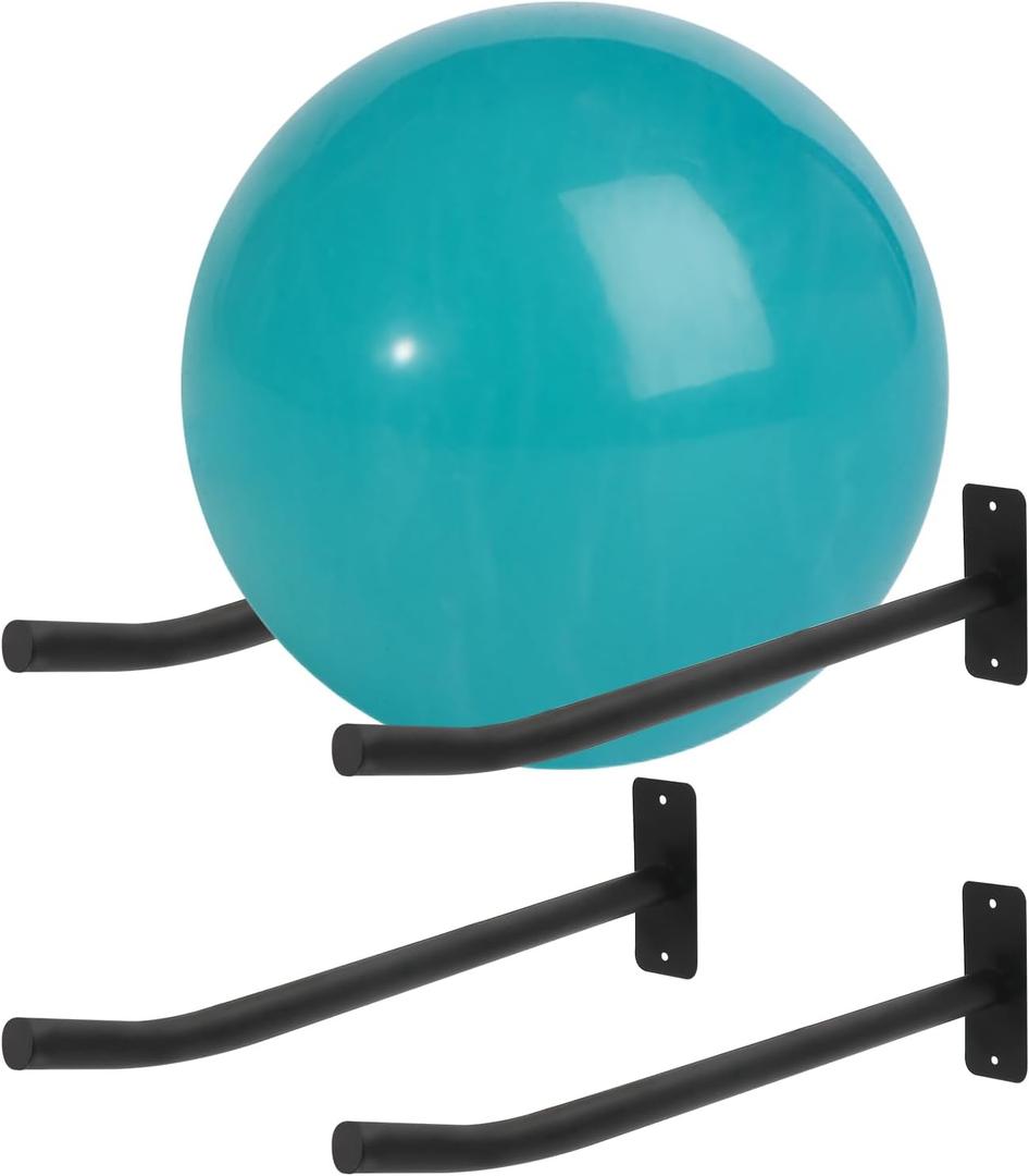 Medicine Ball Rack, 2 Pairs Yoga Ball Racks, Exercise Ball Wall Holder, Fitness Ball Wall Rack for Gym, Garage Ladder Wall Mount, Metal Storage Wall Rack for Basketballs, Volleyballs