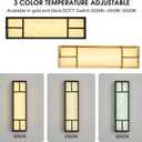 15.7inch Alabaster Wall Sconces Set of Two, 3 CCT Dimmable Square Natural Marble Lampshade Wall Sconce, Modern Hardwired LED Alabaster Sconces for Dining Room Stairs Bedroom Black