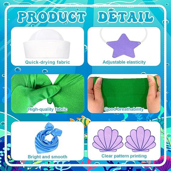 Halloween Merman Sailor Costume Accessories for Adult Women Men Halloween Couple Costume Dress Up Role Playing