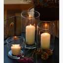 Hurricane Candle Holders for Pillar Hand Blown Glass Cylinder Vases Table Centerpiece Bulk Room Decor Clear Seeded Bubbles Living Dining Kitchen Island 10" 7" 4" Set of 3