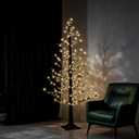 HipTree 4ft Lighted Black Christmas Tree with 650 Led Fairy Lights, Twinkle Light Christmas Birch Alpine Tree with IP44 Waterproof for Halloween Fall Indoor Outdoor Winter Christmas Decoration,Plug-In