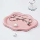 MDFAYE Jewelry Dish Trinket Tray for Women, Ring Dish Holder, Unique Cloud Shape Ceramic Plate Cute Things Vanity Aesthetic Room Decor Mother's Day Birthday Christmas Warm House Gifts (Pink)