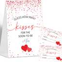 How Many Kisses Bridal Shower Game Wedding Shower Decorations, Guess How Many Baby Shower Game, 1 Standing Sign and 50 Guess How Many Cards for Birthday Baby Shower Wedding Party Decorations, 05