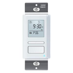 7 Day Programmable In-Wall Timer Switch Automatically Turns Lights and Fans On/Off at Sunrise/Sunset, Neutral Wire Required
