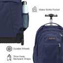 JanSport Driver 8 Rolling Backpack - Wheeled Travel Bag with 15-Inch Laptop Sleeve, One Size, Black