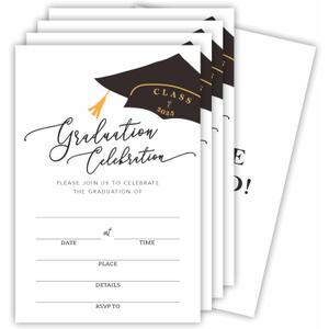 2 x Ketsord 20 Grad Party Invitation Cards With Envelopes - Graduation Celebration - Class Of 2025 Double Sided Fill In Style Graduation Invites, Party Favor & Supplies - A05
