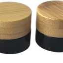 Empty Refillable Glass Cosmetic Jar 4 Pack 5g/0.17oz with Bamboo Lids,Skin Care Travel Containers Pot Vial Holder Sample Storage for Eye Cream Lotion Ointments Lip Balm Brown