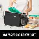 GORILLA GRIP Insulated Lunch Box Bag for Women Men,15L, Leakproof XL Reusable Soft Cooler Bags, Multiple Compartments, Mesh Pockets and Adjustable Strap, Food Tote Keeps Drinks Cold, 13x9, Black