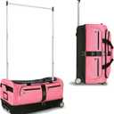 Travolution Dance Bag with Garment Rack, 28 Inch Rolling Duffel With Wheels, Ideal for Competitions & Travel, Easy-assembly Lightweight Aluminum Clothes Rack, Drop-Bottom Luggage (Black/Pink)