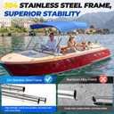 3 Bow Bimini Tops for Boats with Heavy Duty 304 Stainless Steel Frame & Hardware, 600D Oxford Boat Canopy Includes 2 Straps & 2 Rear Support Poles, Storage Boot, Durability & Stability
