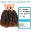 8 Inch Short Passion Twist Hair 6 Bundles Kinky Curly Crochet Hair for Black Women Curly Braiding Hair Crochet Braids Hair6Bundles8 Inch, 1B/30