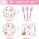 96Pcs Fairy Birthday Party Plates and Napkins Forks for 20 Guests - Disposable Tableware Floral Supplies First Pink Fairy Themed for Girls Baby Shower Birthday Party Decorations