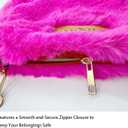 FHQHTH Fluffy Faux Fur Crossbody Bag for Women  Cute Small Purse with Chain Strap, Plush Evening Handbag & Makeup Bag (Red)