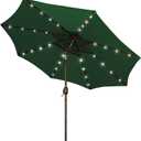 Blissun 9 ft Solar Umbrella, 32 LED Lighted Patio Umbrella, Table Market Umbrella, Outdoor Umbrella for Garden, Deck, Backyard, Pool and Beach (Dark Green)