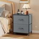 Nightstand Set of 2, Small 2 Drawer Dresser End Table Bedside Furniture, Wooden Top Fabric Bins for Bedroom, Closet, Entryway, Dorm, 11.8" D x 18" W x 20", Gray