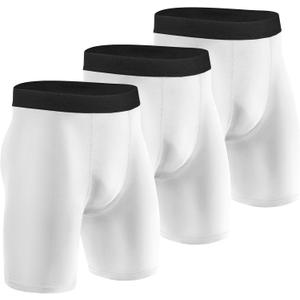 Niksa Compression Shorts Men 2/3 Pack, Compression Underwear for Men Athletic Shorts, Running Workout Fitness Shorts (Large, White)
